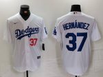 Los Angeles Dodgers #37 Teoscar Hern¨¢ndez White Stitched Jersey