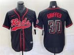 Cincinnati Reds #30 Ken Griffey Jr. Black 2023 City Connect Cool Base Stitched Jersey