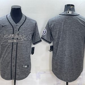 Dallas Cowboys Blank Gray With Patch Cool Base Stitched Baseball Jersey