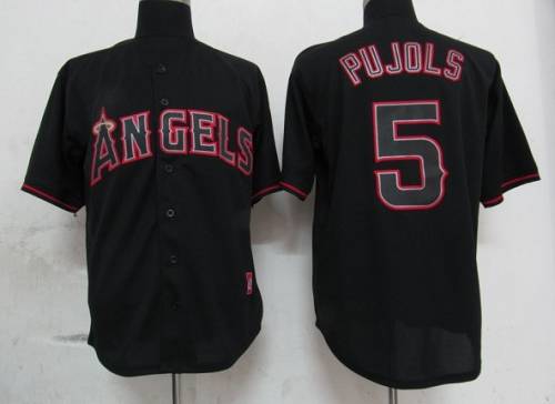 Angels Of Anaheim #5 Albert Pujols Black Fashion Stitched Jersey