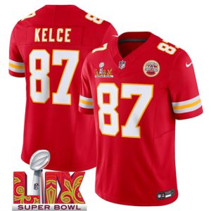 Kansas City Chiefs #87 Travis Kelce Red 2025 F.U.S.E. Super Bowl LIX Patch Vapor Untouchable Limited Stitched Jersey