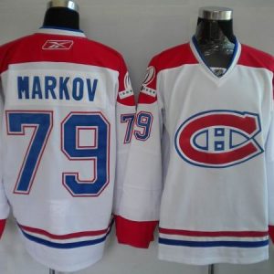 Canadiens #79 Andrei Markov Stitched White Jersey