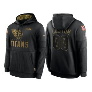Tennessee Titans Customized 2020 Black Salute To Service Sideline Performance Pullover NFL Hoodie