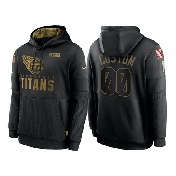 Tennessee Titans Customized 2020 Black Salute To Service Sideline Performance Pullover NFL Hoodie