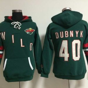 Minnesota Wild #40 Devan Dubnyk Green Old Time Heidi NHL Hoodie