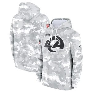 Los Angeles Rams 2024 Arctic Camo Salute To Service Club Fleece Pullover Hoodie