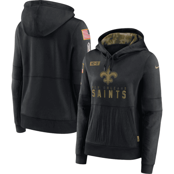 New Orleans Saints 2020 Black Salute To Service Sideline Performance Pullover Hoodie (Run Small)