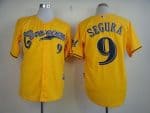 Brewers #9 Jean Segura Yellow Cerveceros Cool Base Stitched Jersey
