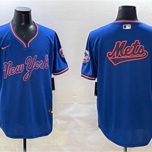 New York Mets Team Big Logo Royal 2025 Spring Training Stitched Jersey