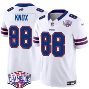 Buffalo Bills #88 Dawson Knox White 2024-25 F.U.S.E. AFC East Division Champions Patch Limited Stitched Jersey