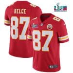 Kansas City Chiefs #87 Travis Kelce Red Super Bowl LVII Patch Vapor Untouchable Limited Stitched Jersey