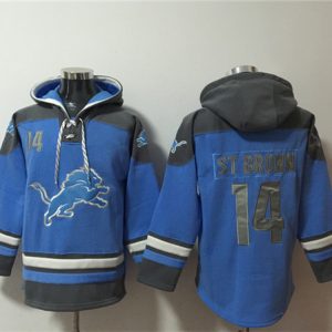 Detroit Lions #14 Amon-Ra St. Brown Blue Ageless Must-Have Lace-Up Pullover Hoodie