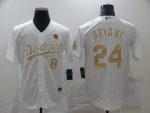Los Angeles Dodgers Front #8 Back #24 Kobe Bryant With KB Patch White Cool Base Stitched Jersey