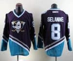 Ducks #8 Teemu Selanne Purple Turquoise CCM Throwback Stitched Jersey
