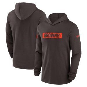 Cleveland Browns Brown Sideline Performance Hoodie