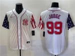 New York Yankees #99 Aaron Judge White 2025 Independence Day Vapor Limited Stitched Jersey