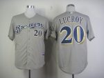 Brewers #20 Jonathan Lucroy Grey Cool Base Stitched Jersey