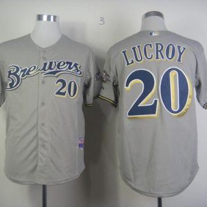Brewers #20 Jonathan Lucroy Grey Cool Base Stitched Jersey