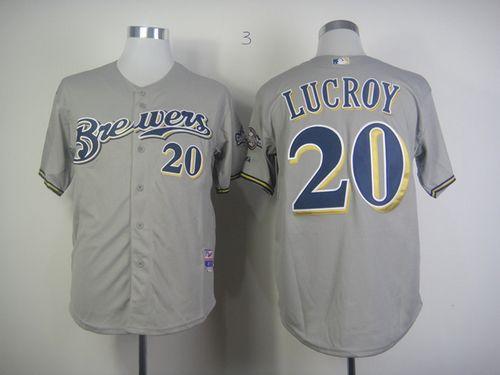 Brewers #20 Jonathan Lucroy Grey Cool Base Stitched Jersey