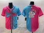 New York Yankees Team Big Logo Pink Blue Limited Stitched Jersey