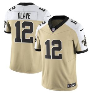 New Orleans Saints #12 Chris Olave Gold White Alternate 2025 F.U.S.E. Vapor Limited Football Stitched Jersey