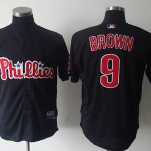 Phillies #9 Domoic Brown Black Stitched Jersey
