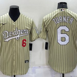 Los Angeles Dodgers #6 Trea Turner Cream Cool Base Stitched Jersey