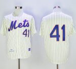 Mitchell And Ness 1969 Mets #41 Tom Seaver Cream(Blue Strip) Throwback Stitched Jersey