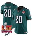 Philadelphia Eagles #20 Brian Dawkins Green 2025 Eagles Logo Super Bowl LIX Patch New F.U.S.E. Vapor Limited Stitched Jersey