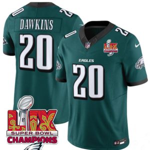 Philadelphia Eagles #20 Brian Dawkins Green 2025 Eagles Logo Super Bowl LIX Patch New F.U.S.E. Vapor Limited Stitched Jersey