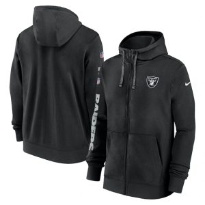 Las Vegas Raiders Black 2024 Team Full-Zip Hoodie