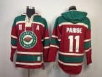 Wild #11 Zach Parise Red Sawyer Hooded Sweatshirt Stitched Jersey
