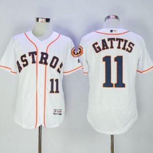 Astros #11 Evan Gattis White Flexbase Authentic Collection Stitched Jersey