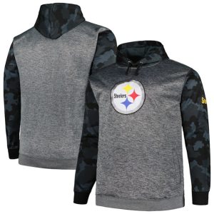 Pittsburgh Steelers Heather Charcoal Big Tall Camo Pullover Hoodie