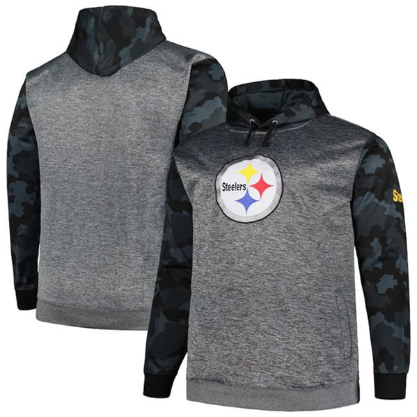 Pittsburgh Steelers Heather Charcoal Big Tall Camo Pullover Hoodie