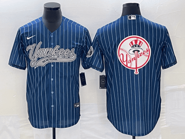 New York Yankees Navy Team Big Logo Cool Base Stitched Jersey