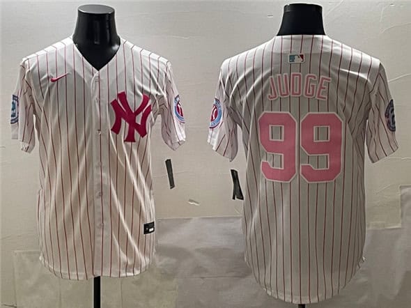 New York Yankees #99 Aaron Judge Pink With Patch Limited Stitched Jersey
