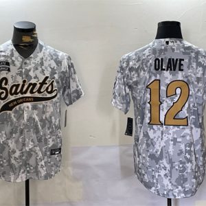 New Orleans Saints #12 Chris Olave 2024 Arctic Camo Salute To Service Stitched Jersey