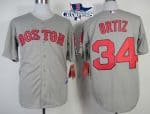 Red Sox #34 David Ortiz Grey Cool Base 2013 World Series Champions Patch Stitched Jersey