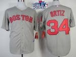 Red Sox #34 David Ortiz Grey Cool Base 2013 World Series Patch Stitched Jersey