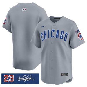 Chicago Cubs Blank Gray 'Ryne Sandberg Tribute' Vapor Limited V3 Stitched Jersey