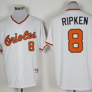 Orioles #8 Cal Ripken White 1966 Turn Back The Clock Stitched Jersey