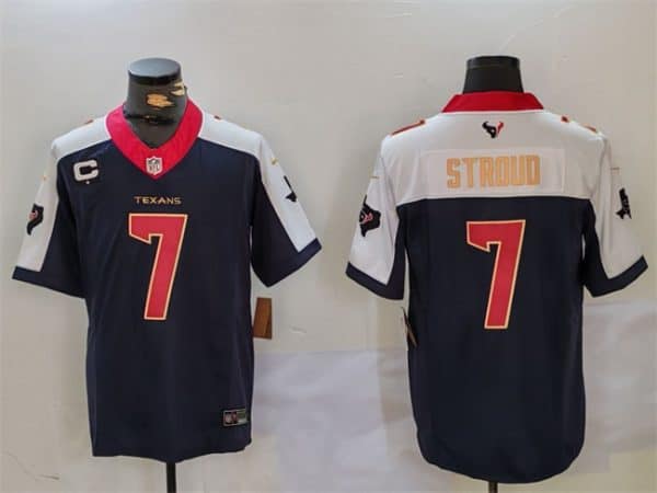 Houston Texans #7 C.J. Stroud Navy White Gold 2024 F.U.S.E. With 1-Star C Patch Limited Stitched Jersey