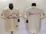 New York Yankees Team Big Logo Cream Bronx Graffiti V2 Vapor Limited Stitched Jersey