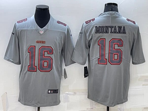 San Francisco 49ers #16 Joe Montana Gray Atmosphere Fashion Stitched Jersey