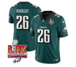 Philadelphia Eagles #26 Saquon Barkley Green 2025 Eagles Logo Super Bowl LIX Patch New F.U.S.E. Vapor Untouchable Limited Stitched Jersey