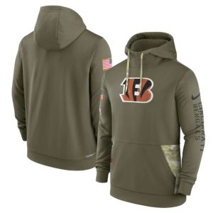 Cincinnati Bengals 2022 Olive Salute To Service Therma Performance Pullover Hoodie