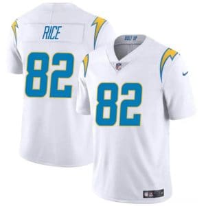 Los Angeles Chargers #82 Brenden Rice White 2024 Draft Vapor Limited Stitched Jersey