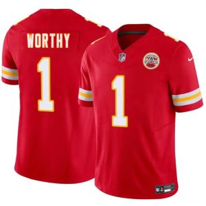 Kansas City Chiefs #1 Xavier Worthy Red 2024 Draft F.U.S.E. Vapor Untouchable Limited Stitched Jersey