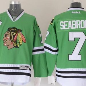 Blackhawks #7 Brent Seabrook Green Stitched Jersey